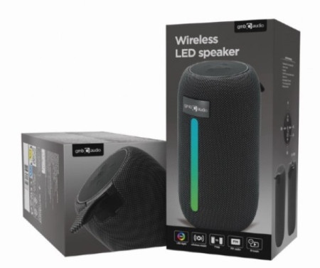 Gembird SPK-BT-LED-07 Portable Bluetooth LED speaker, 5W, BT, FM, USB, Handsfree, Black