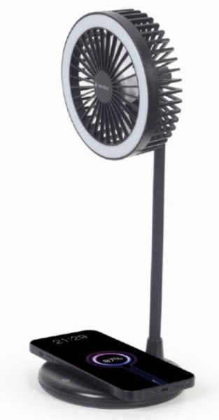 Gembird TA-WPC10-LEDFAN-01 desktop ventilator sa lampom i bezicim punjacem