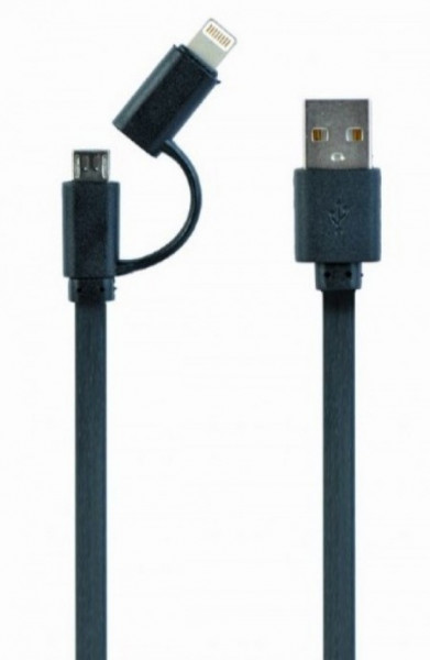 Gembird USB charging combo cable iPhones 8-pin + Micro USB, black, 1 m CC-USB2-AMLM2-1M