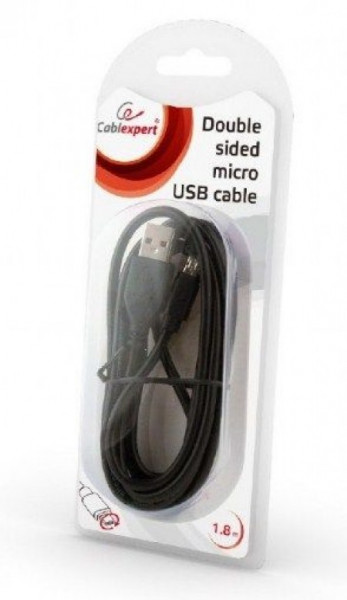 Gembird x-CCB-USB2-AMmDM-6 USB 2.0 AM to Double-sided Micro-USB cable, black, 1,8m Blister
