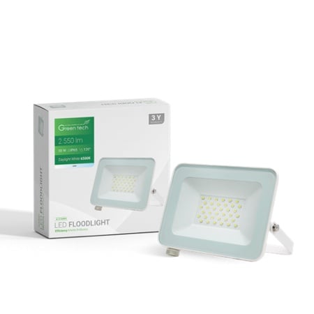 Green tech led reflektor 30w 6500k 2550lm ip65 beli ( ALX-30WH )