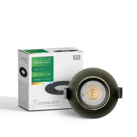 Green tech led spot 5w 3000k-4000-6500k 400lm 3cct crna ( DWX-5BK )