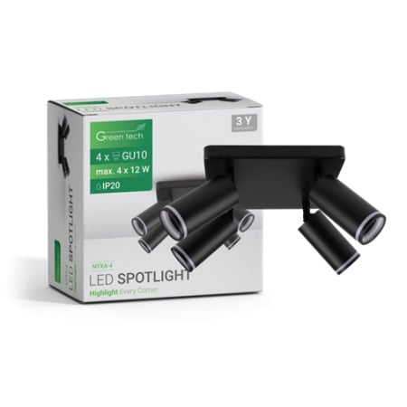 Green tech led spot svetiljka gu10 4kom crna  ( NYXA-4 )-1