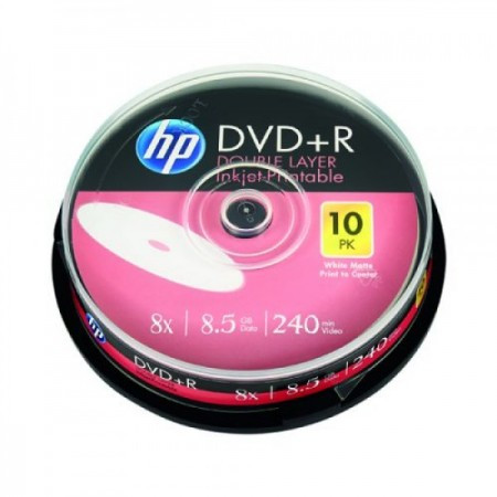 HP DVD+R DL 8X IJ PRINT 10PK caake BOX 8.5GB/69306 ( 55YBP8HP+/Z )