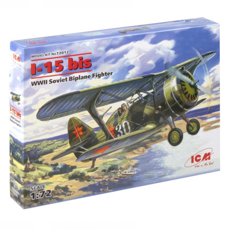 ICM Model Kit Aircraft - I-15 Bis WWII Soviet Biplane Fighter 1:72 ( 060897 )