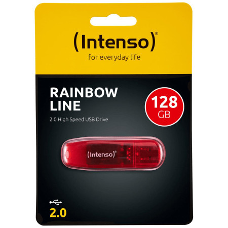 Intenso USB flash drive 128 GB Hi-Speed USB 2.0, rainbow line, red - USB2.0-128GB/rainbow - Img 1