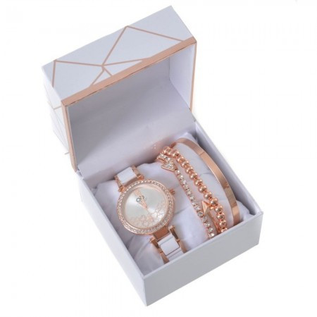 Jasmine, poklon set, ručni sat i narukvica, bela ( 505010 ) - Img 1