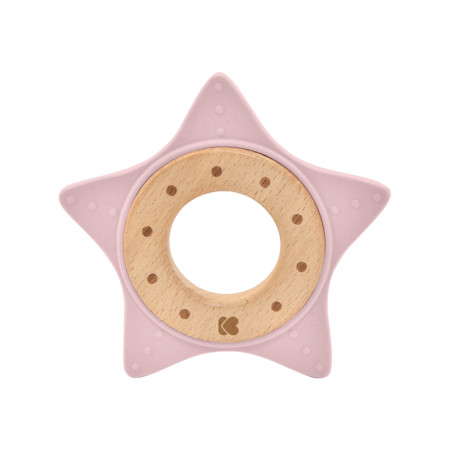 KikkaBoo drvena igračka sa silikonskom glodalicom star pink ( KKB21058 ) - Img 1