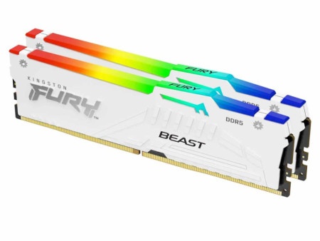 Kingston 64gb(2x32gb)/dimm/ddr5/5200mhz/cl36/fury beast white rgb expo memorija ( KF552C36BWEAK2-64 )