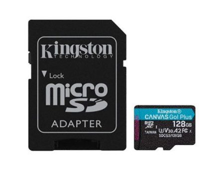 Kingston MicroSD 128GB canvas GoPlus class10 UHS-I U3 V30 A2, SDCG3/128GB