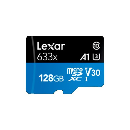 Lexar 128GB high-performance 633x microSDXC UHS-I, up to 100MBs read 45MBs write C10 A1 V30 U3, Global EAN: 843367119707 ( LSDMI128BB633A ) - Img 1
