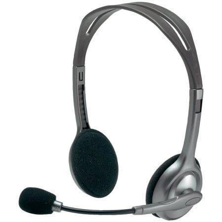 Logitech H110 wired stereo headset graysilver dual plug ( 981-000271 )