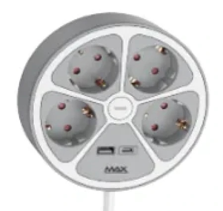 Max MPS-04UG-3M Produžni kabl sa prenaponskom zaštitom sa 4 utičnice /3m/USB portovi