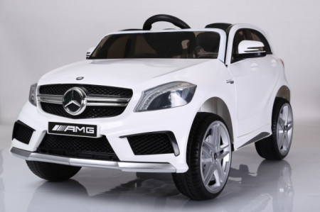 Mercedes A 45 AMG Licencirani auto za decu na akumulator sa kožnim sedištem i mekim gumama - Beli - Img 1