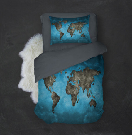 Mey home posteljina sa motivom mape sveta 3d 160x220cm plavo-siva ( 3D-1181T )