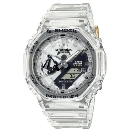 Muški casio g shock transparentni sportski ručni sat sa belim silikonskim kaišem ( ga-2140rx-7aer )