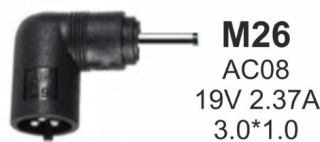 NPC-AC08 (M26) Gembird konektor za punjac 65W-19V-2.37A, 3.0x1.1mm