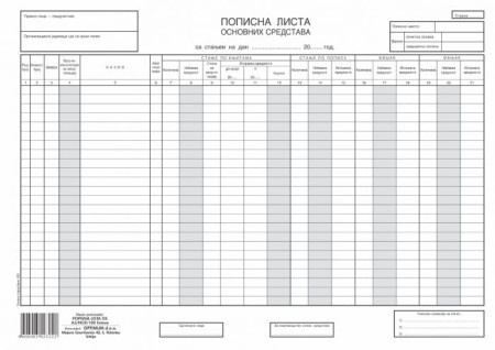 Popisna lista osnovnih sredstava ncr ( 933 )-1