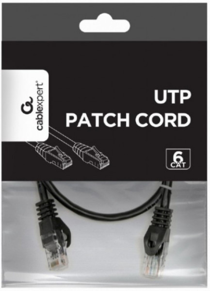 PP6U-0.5M/BK Gembird Mrezni kabl, CAT6 UTP Patch cord 0.5m black - Img 1