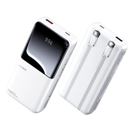 Remax RPP-680 White 20W+QC 22.5W Power Bank with 2 Fast Ch. Cables 20000mAh