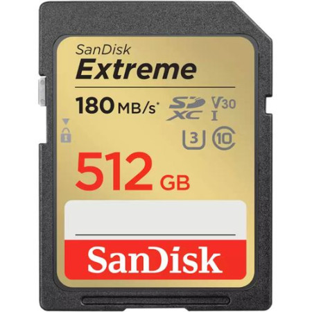 SanDisk SDXC 512GB Extreme, 180MB/s UHS-I Class10 U3 V30 - Img 1