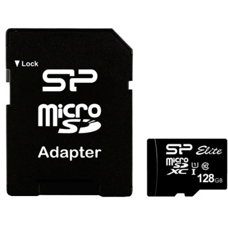 Silicon Power 128GB microSD, Class 10. UHS-I U1. Full HD w/SD Adapter ( SP128GBSTXBU1V10SP )
