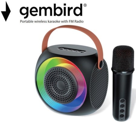 SPK-L2 ** Gembird Bluetooth karaoke zvucnik RGB,10W,1800mAh, USB, microSD, AUX +mikrofon 500mAh(1360