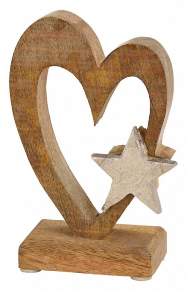 Srce sa zvezdicom mango wood/metal 10x6x15cm ( 10025570 )