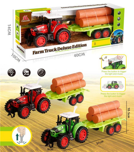 Traktor sa prikolicom i drvima - svetlosni i zvučnim efektima ( 155078 )