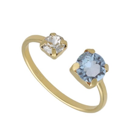 Victoria cruz jasmine aquamarine gold prsten sa swarovski kristalima ( a3753-10da )