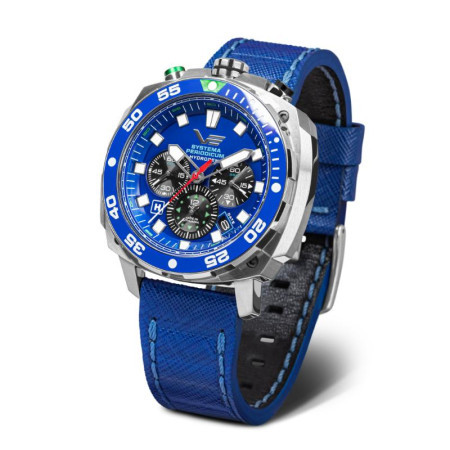 Vostok europe muški systema periodicum hydrogen plavi srebrni sportski ručni sat sa plavim kožnim kaišem ( vk67/650a720k.teget ) - Img 1