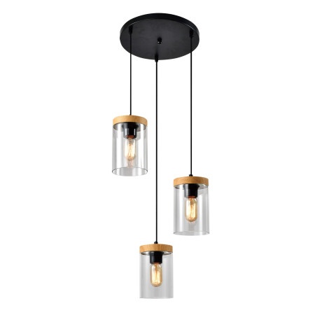 Wels Viseća Lampa Crna + Drvo 3x40W E27 ( 15049 )