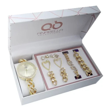 Wisteria, poklon set, ručni sat i narukvica, zlatna ( 505056 )