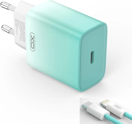 XO kućni punjač od 30W 1x USB-C BLUE-WHITE + cable USB-C - Lightning ( GSM176793 )