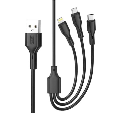 XO NB230 1m 3A Kabl USB Tip A-Tip C/Micro/lightning 3u1