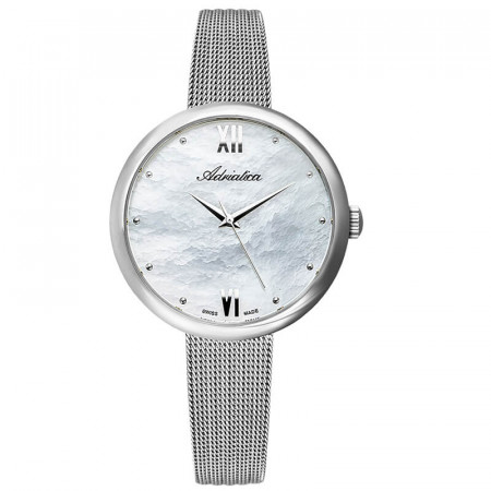 Ženski adriatica milano beli srebrni modni ručni sat sa srebrnim pancir kaišem ( a3632.518fq )