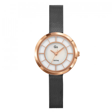 Ženski girl only eblouis moi roze zlatni modni beli ručni sat sa sivim pancir metalnim kaišem ( 695026 )