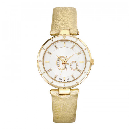Ženski girl only go zlatni modni beli ručni sat sa zlatnim kožnim kaišem ( 698264 )