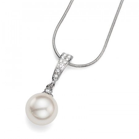 Ženski oliver weber class crystal lančić sa belim swarovski perla priveskom ( 11548r ) - Img 1