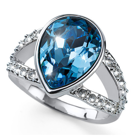 Ženski oliver weber drop aquamarine prsten sa swaroski kristalima m ( 41154m.202 )