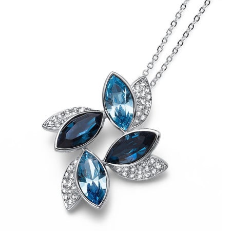 Ženski oliver weber leaf blue lančić sa swarovski plavim kristalnim priveskom ( 11792.blu )