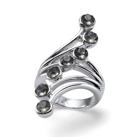 Ženski oliver weber swing black diamond prsten sa swarovski crnim kristalom 55 mm ( 41135m )