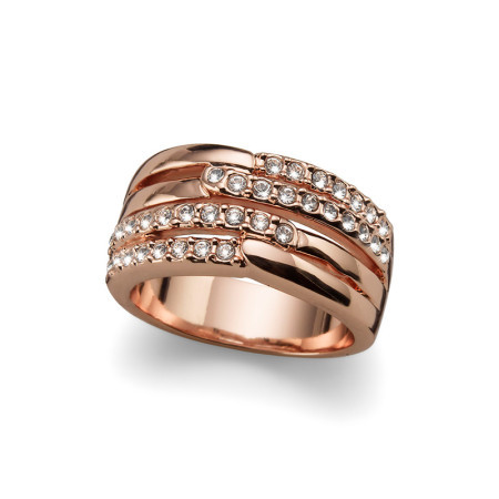 Ženski oliver weber unify rosegold crystal roze zlatni prsten sa swarovski belim kristalom xl ( 41113xl )