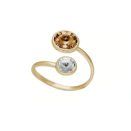 Ženski victoria cruz basic xs double light topaz gold prsten sa swarovski kristalima ( a4224-06da )