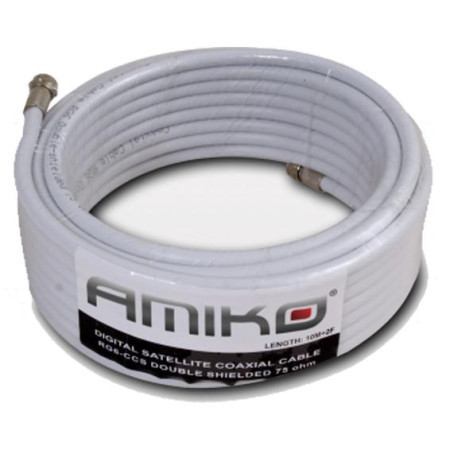 Amiko koaksijalni kabel RG-6, CCS, 90dB, 10 met. sa konektorima - RG6/90dB - 10m - Img 1