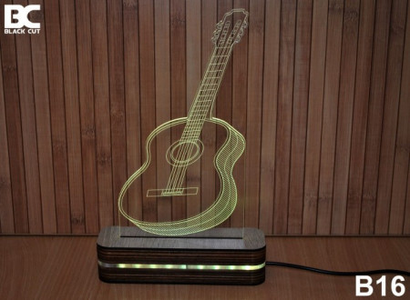Black Cut 3D Lampa jednobojna - Gitara ( B16 )