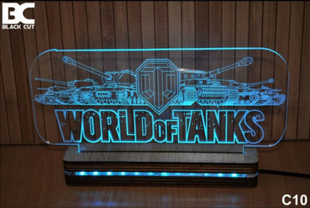 Black Cut 3D Lampa jednobojna - World Of Tanks ( C10 )
