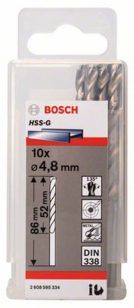 Bosch burgija za metal HSS-G, din 338 4,8 x 52 x 83 mm, 1 komad ( 2608595334. )