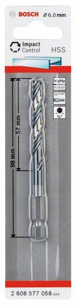 Bosch HSS spiralna burgija sa šestostranim prihvatom 6,0mm 6 x 57 x 98 mm ( 2608577058 )