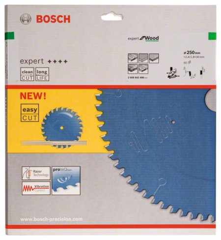 Bosch list kružne testere expert for wood 250 x 30 x 2,4 mm, 60 ( 2608642498 ) - Img 1